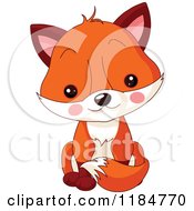 Cartoon Of A Cute Baby Fox Sitting Royalty Free Vector Clipart by Pushkin