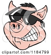 Grinning Pig Wearing A Sun Visor Hat And Sunglasses