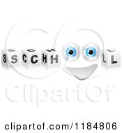 Poster, Art Print Of 3d Black And White Cubes And A Globe Eyed Face Spelling School