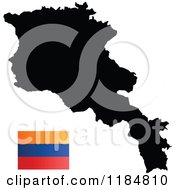 Clipart Of A Black Armenian Map And Flag Royalty Free Vector Illustration by Andrei Marincas