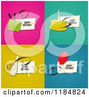 Clipart Of Happy Birthday Greetings And Icons On Colorful Backgrounds Royalty Free Vector Illustration by elena