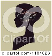 Poster, Art Print Of Silhouetted Womans Head With Bride And Groom Sample Text On Tan