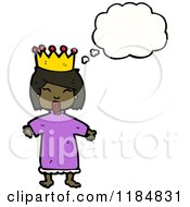 Cartoon Of An African American Queen Thinking Royalty Free Vector Illustration