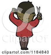 Cartoon Of An African American Boy Cutting His Hair Royalty Free Vector Illustration