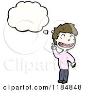 Cartoon Of A Boy Pointing And Thinking Royalty Free Vector Illustration
