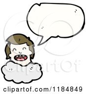 Cartoon Of A Boy With His Head In The Clouds Speaking Royalty Free Vector Illustration