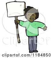 Cartoon Of A Black Boy Holding A Sign Royalty Free Vector Illustration