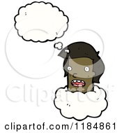 Cartoon Of An African American Boys Head In The Clouds Thinking Royalty Free Vector Illustration