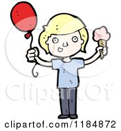 Cartoon Of A Boy Holding Ice Cream And A Balloon Royalty Free Vector Illustration