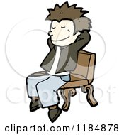 Cartoon Of A Tean Boy Sitting On A Bench Royalty Free Vector Illustration by lineartestpilot