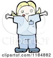 Cartoon Of A Girl In Doctors Scrubs Royalty Free Vector Illustration by lineartestpilot