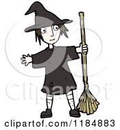 Cartoon Of A Girl Dressed As A Witch Royalty Free Vector Illustration by lineartestpilot