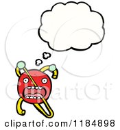 Cartoon Of A Red Germ Character Talking With Blank Thought Cloud Royalty Free Vector Illustration