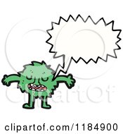 Cartoon Of A Green Furry Monster Speaking Royalty Free Vector Illustration