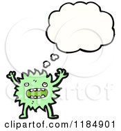 Cartoon Of A Green Furry Monster Thinking Royalty Free Vector Illustration