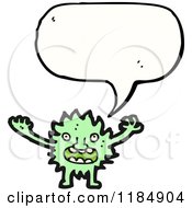 Cartoon Of A Green Furry Monster Speaking Royalty Free Vector Illustration