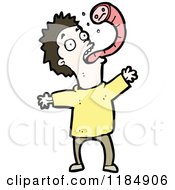 Cartoon Of A Man With A Monster Tongue Royalty Free Vector Illustration