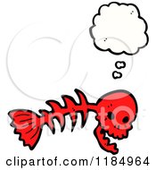 Cartoon Of A Fish Skeleton With A Skull Head Thinking Royalty Free Vector Illustration by lineartestpilot