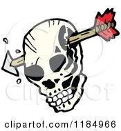 Cartoon Of An Arrow Through A Skull Head Royalty Free Vector Illustration