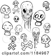 Cartoon Of A Some Skulls Royalty Free Vector Illustration
