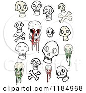Cartoon Of Some Skulls Royalty Free Vector Illustration