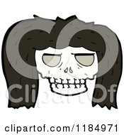 Cartoon Of A Skull Wearing A Wig Royalty Free Vector Illustration