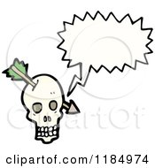 Cartoon Of A Skull With An Arrow Speaking Royalty Free Vector Illustration