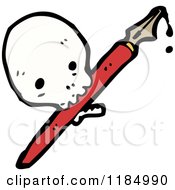 Cartoon Of A Skull With A Fountain Pen Royalty Free Vector Illustration