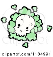 Cartoon Of Green Smoke Puffs With A Skull Royalty Free Vector Illustration
