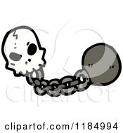 Cartoon Of A Skull With A Ball And Chain Royalty Free Vector Illustration by lineartestpilot