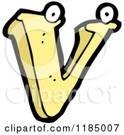 Cartoon Of The Letter V With Eyes Royalty Free Vector Illustration