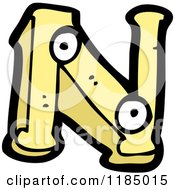 Cartoon Of The Letter N With Eyes Royalty Free Vector Illustration