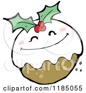 Cartoon Of A Happy Christmas Pudding Royalty Free Vector Illustration