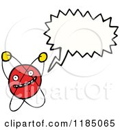 Cartoon Of An Atomic Symbol Mascot Speaking Royalty Free Vector Illustration