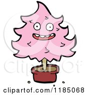 Cartoon Of A Pink Potted Tree Royalty Free Vector Illustration