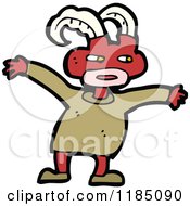 Cartoon Of A Red Horned Witchdoctor Royalty Free Vector Illustration by lineartestpilot