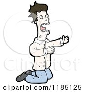 Cartoon Of A Begging Man On His Knees Royalty Free Vector Illustration