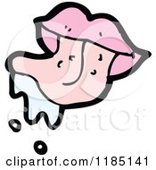 Cartoon Of Pink Lips With A Long Tongue Royalty Free Vector Illustration