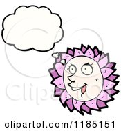 Cartoon Of A Purple Flower With A FaceThinking Royalty Free Vector Illustration