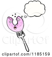 Cartoon Of A Donut On A Fork Royalty Free Vector Illustration by lineartestpilot