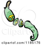 Cartoon Of A Sliced Green Chili Royalty Free Vector Illustration by lineartestpilot