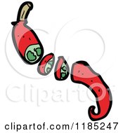 Cartoon Of A Sliced Chili Royalty Free Vector Illustration by lineartestpilot