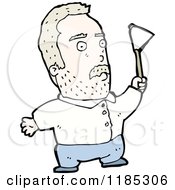 Cartoon Of A Man Waving A White Flag Royalty Free Vector Illustration by lineartestpilot
