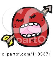 Cartoon Of A Round Face Character With An Arrow Royalty Free Vector Illustration