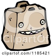 Cartoon Of A Brown Paper Bag With A Face Royalty Free Vector Illustration by lineartestpilot
