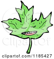 Cartoon Of A Leaf With A Face Royalty Free Vector Illustration by lineartestpilot