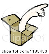 Cartoon Of Am Arm Coming Out Of A Box Royalty Free Vector Illustration