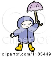 Child Wearing A Raincoat Holding An Umbrella
