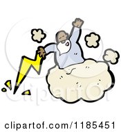 Cartoon Of An African American God In The Heavens With A Lightning Bolt Royalty Free Vector Illustration