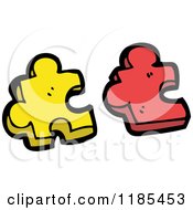 Cartoon Of Two Puzzle Pieces Royalty Free Vector Illustration by lineartestpilot